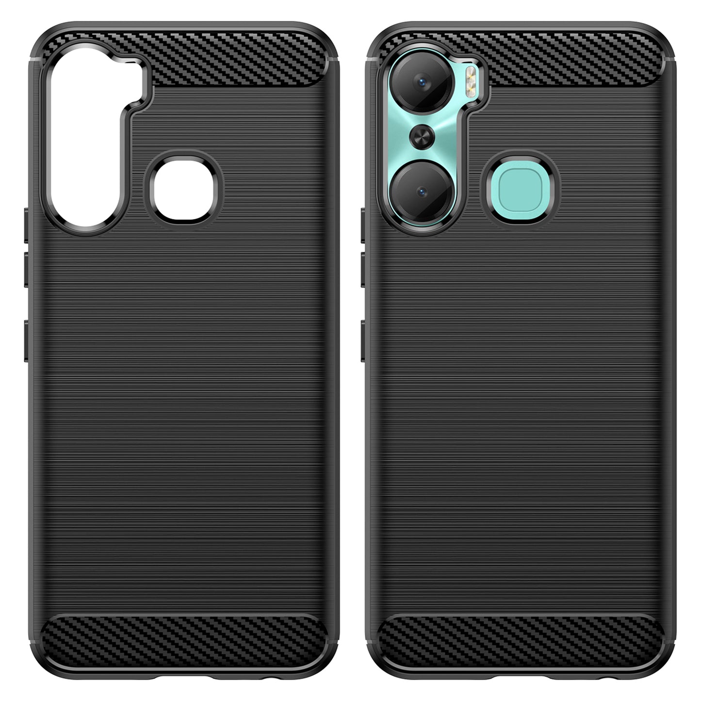 For Infinix Hot 12 Pro 4G Carbon Fiber Texture Phone Case Shockproof TPU Brushed Surface Protective Cover