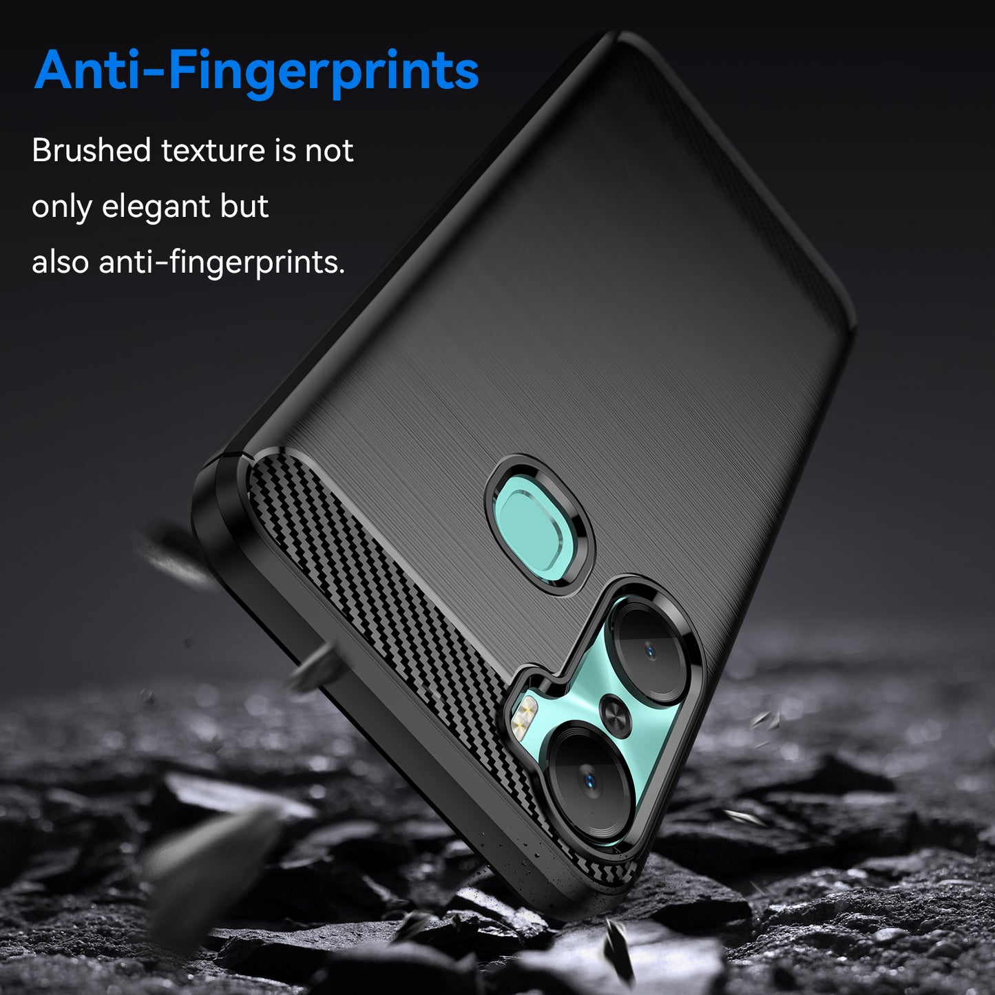 For Infinix Hot 12 Pro 4G Carbon Fiber Texture Phone Case Shockproof TPU Brushed Surface Protective Cover