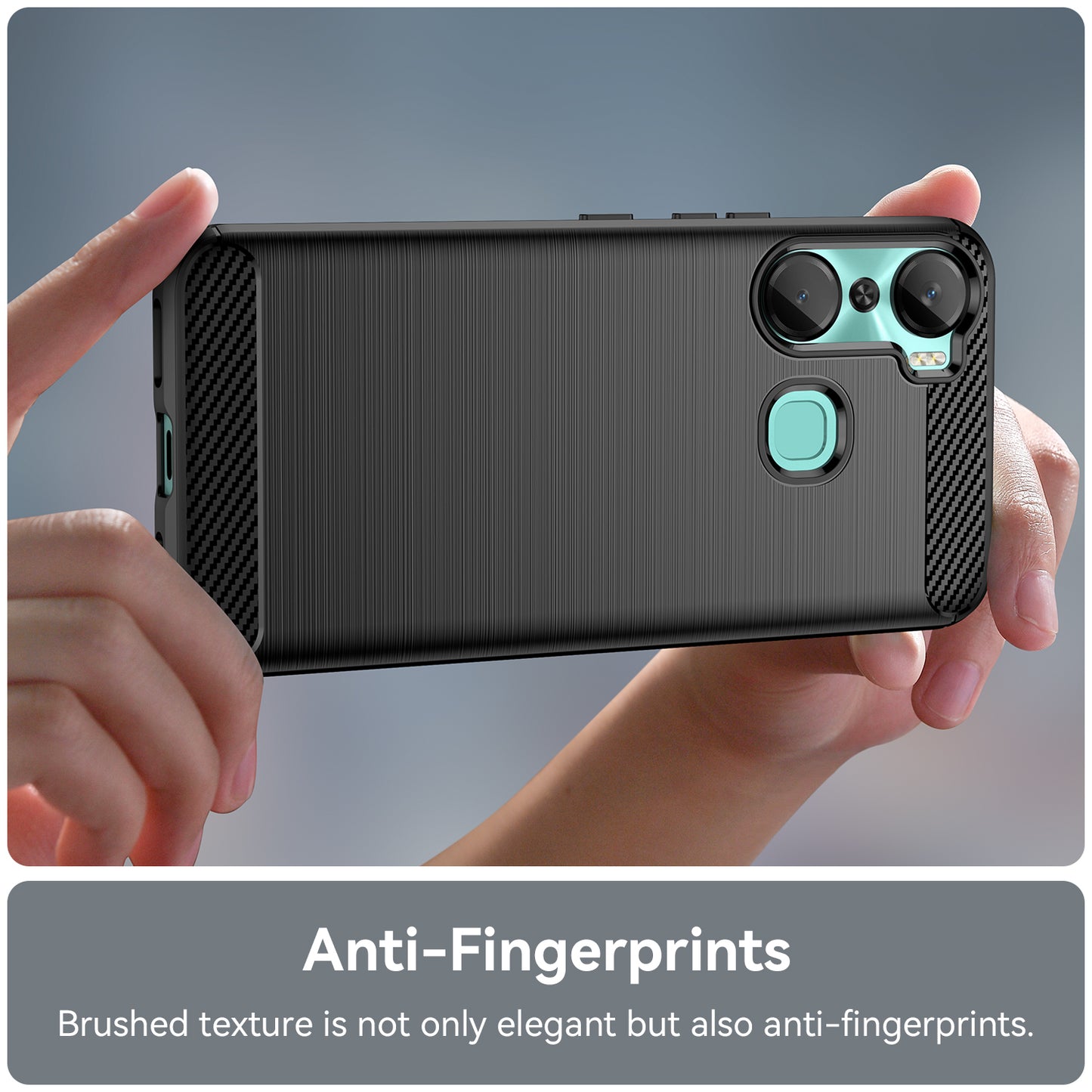 For Infinix Hot 12 Pro 4G Carbon Fiber Texture Phone Case Shockproof TPU Brushed Surface Protective Cover