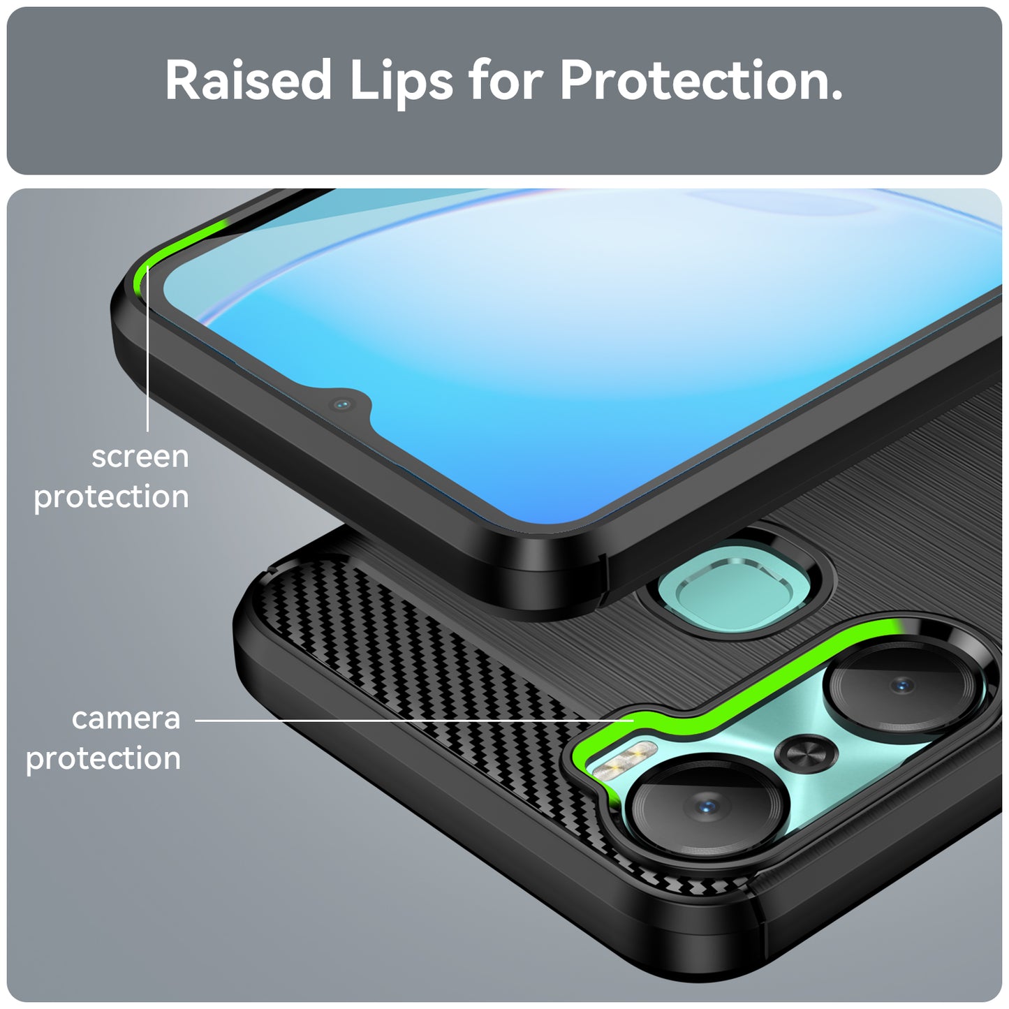 For Infinix Hot 12 Pro 4G Carbon Fiber Texture Phone Case Shockproof TPU Brushed Surface Protective Cover