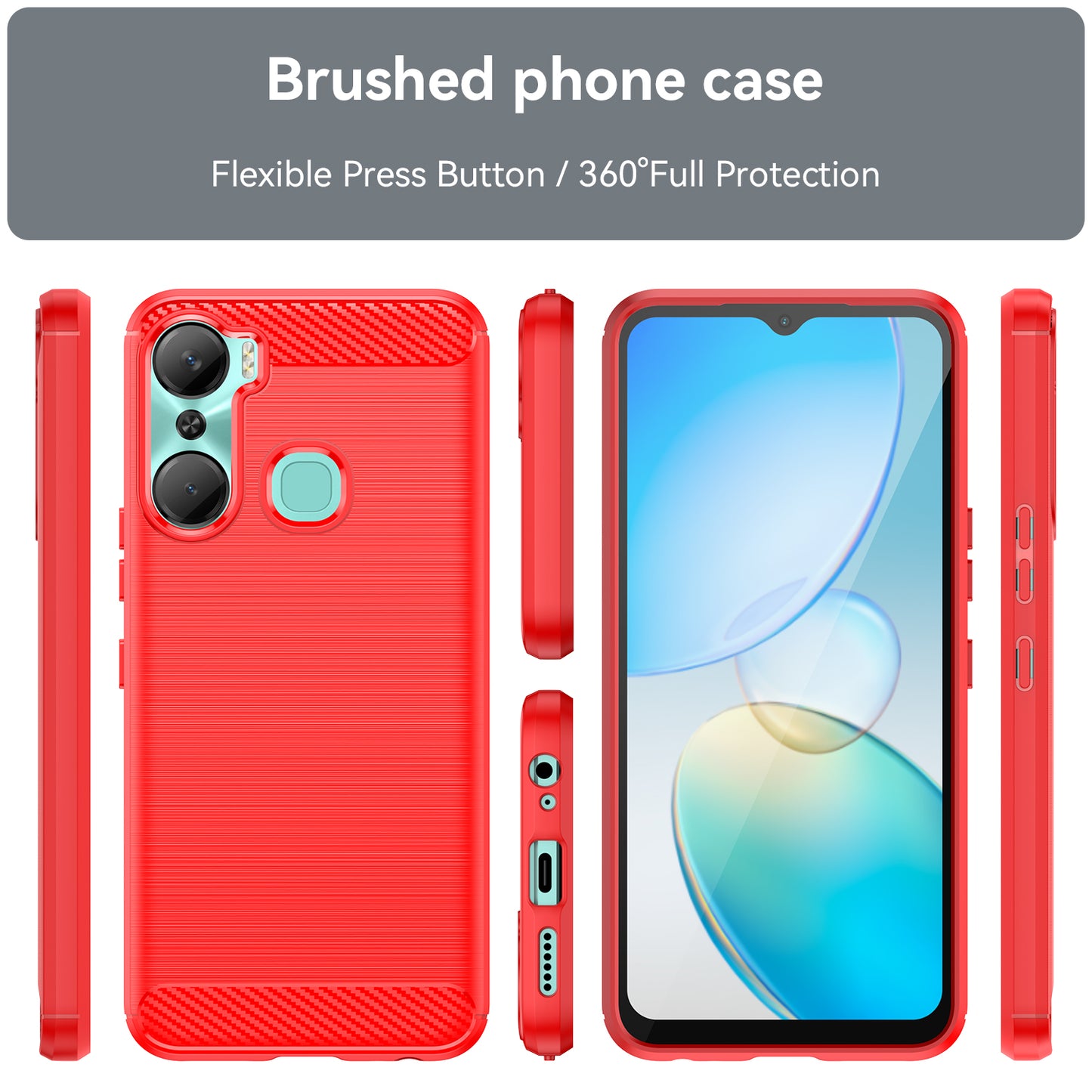 For Infinix Hot 12 Pro 4G Carbon Fiber Texture Phone Case Shockproof TPU Brushed Surface Protective Cover