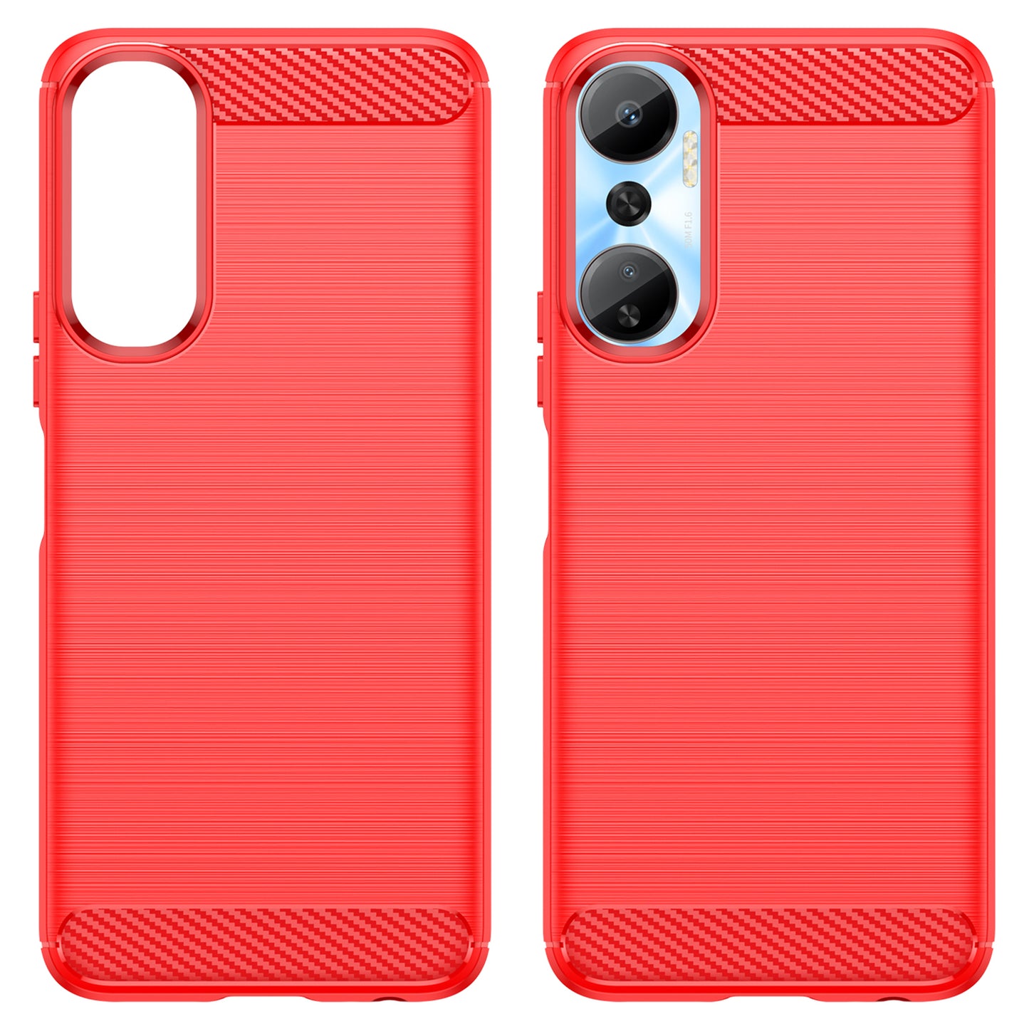 For Infinix Hot 20 4G Drop Resistant Carbon Fiber Texture Phone Case Soft TPU Brushed Surface Protective Cover