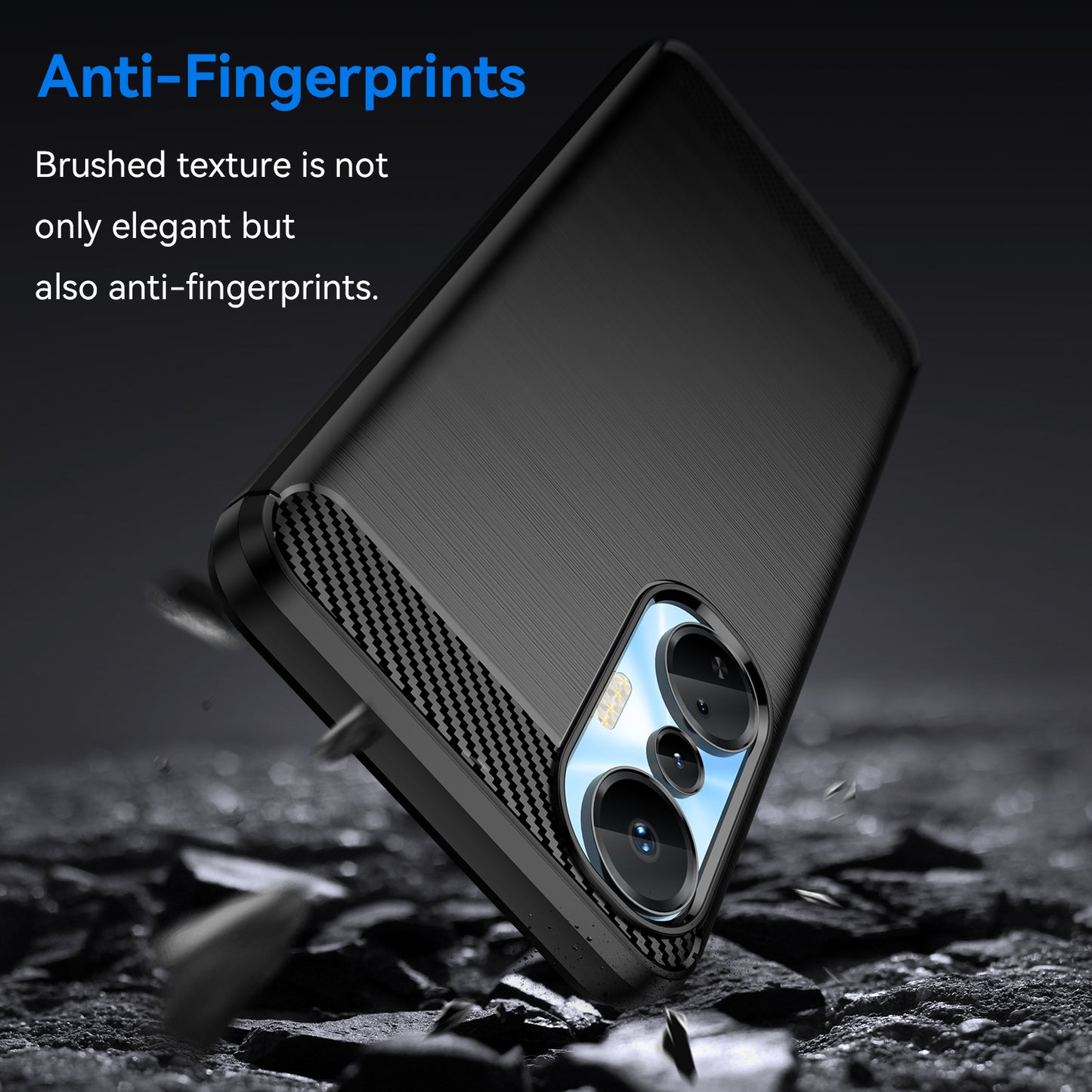 For Infinix Hot 20S 4G Carbon Fiber Texture Anti-collision Phone Case Soft TPU Brushed Surface Protective Cover