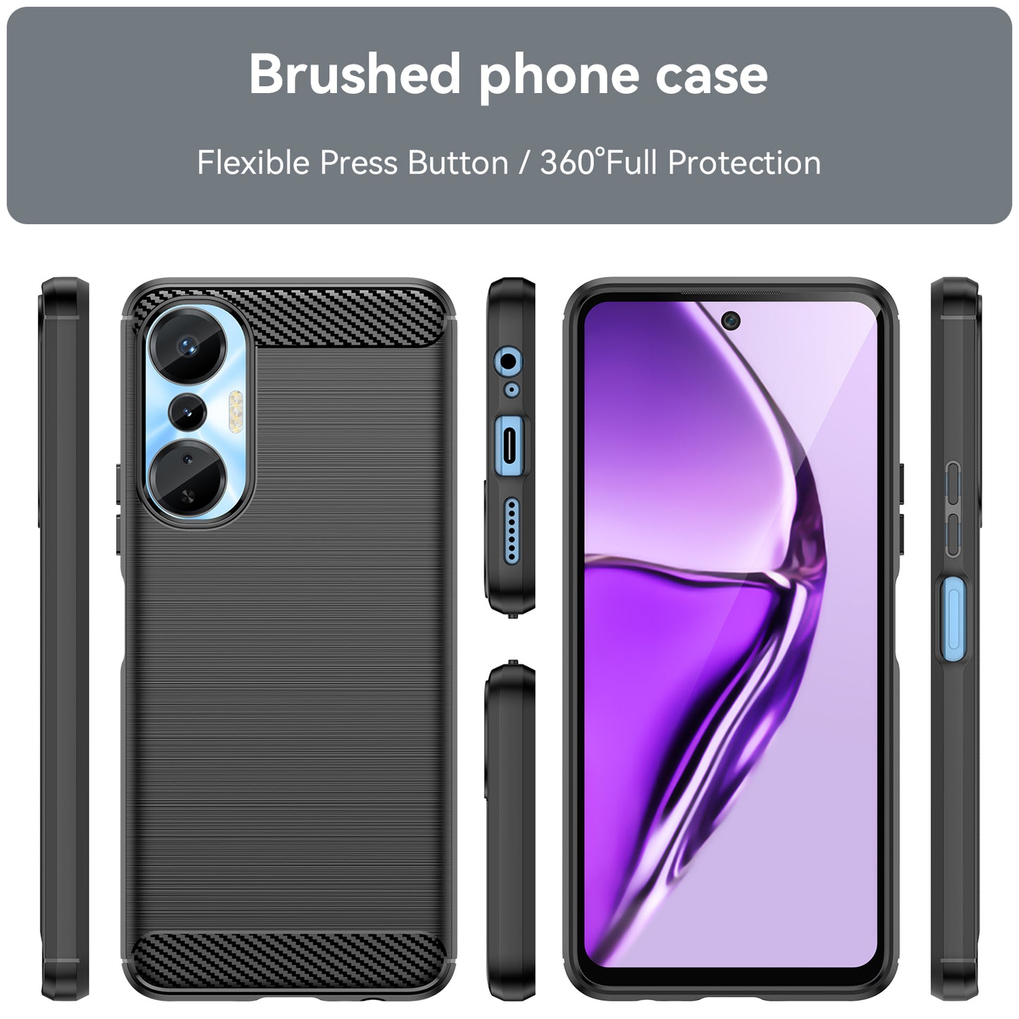For Infinix Hot 20S 4G Carbon Fiber Texture Anti-collision Phone Case Soft TPU Brushed Surface Protective Cover