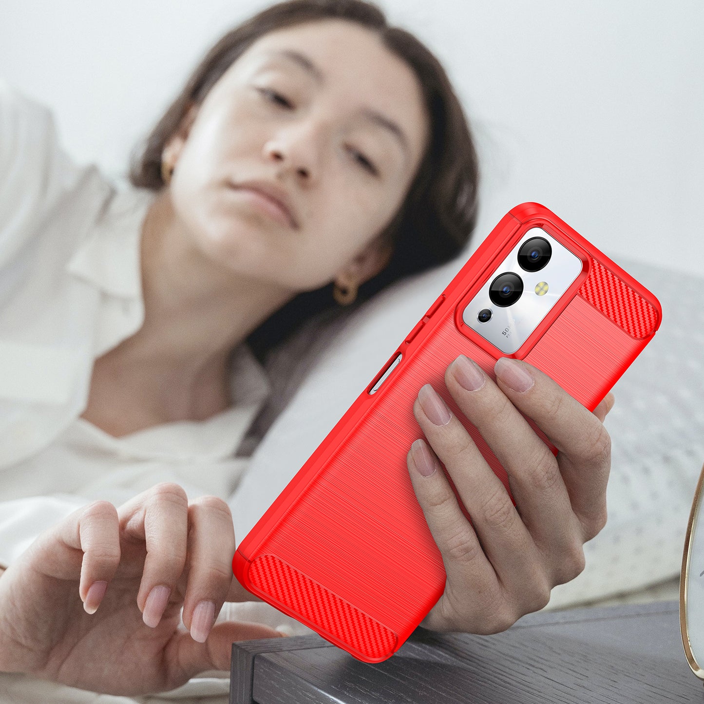 For Infinix Note 12i Phone Case, Carbon Fiber Texture Soft TPU Brushed Surface Protective Cover