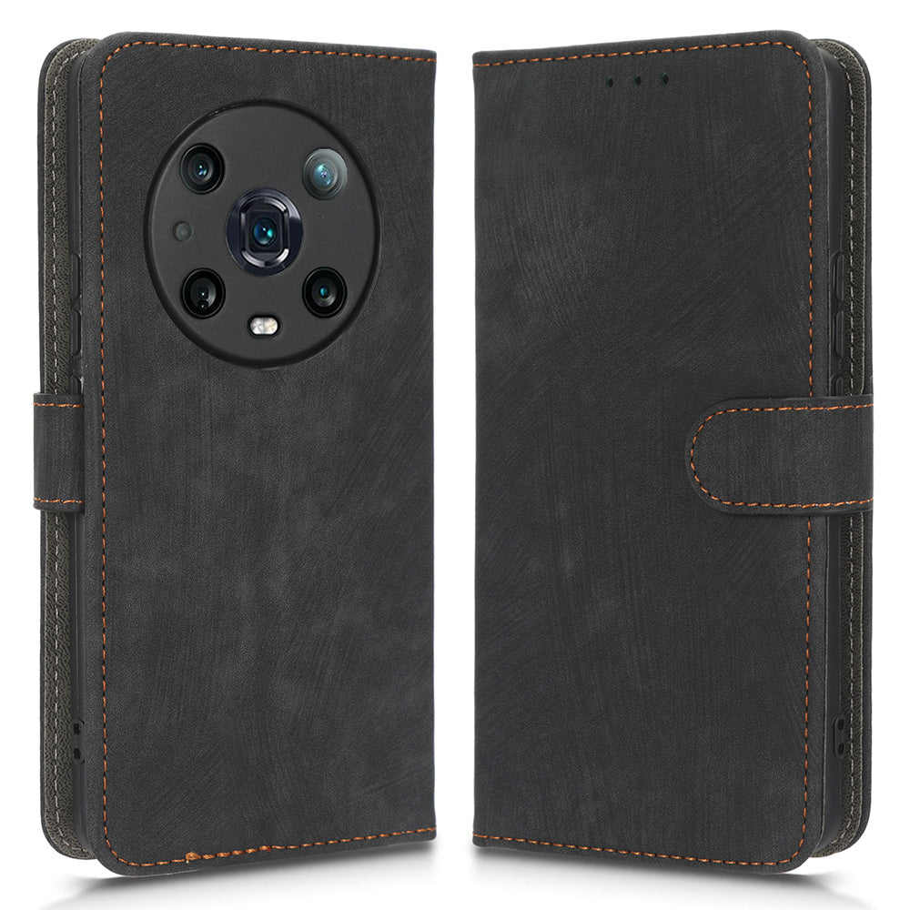 For Honor Magic4 Pro 5G RFID Blocking PU Leather Phone Case Protective Magnetic Mobile Phone Cover with Wallet Stand