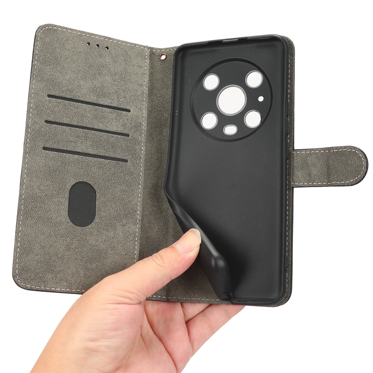 For Honor Magic4 Pro 5G RFID Blocking PU Leather Phone Case Protective Magnetic Mobile Phone Cover with Wallet Stand