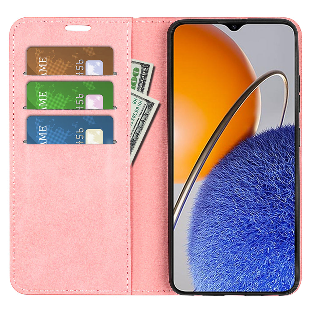 For Huawei nova Y61 4G PU Leather Magnetic Auto Closing Cover Stand Wallet Skin-touch Feeling Shockproof Phone Case