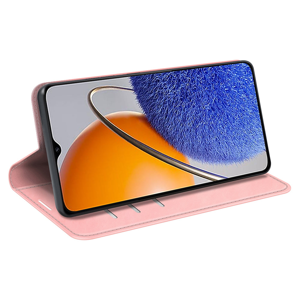 For Huawei nova Y61 4G PU Leather Magnetic Auto Closing Cover Stand Wallet Skin-touch Feeling Shockproof Phone Case