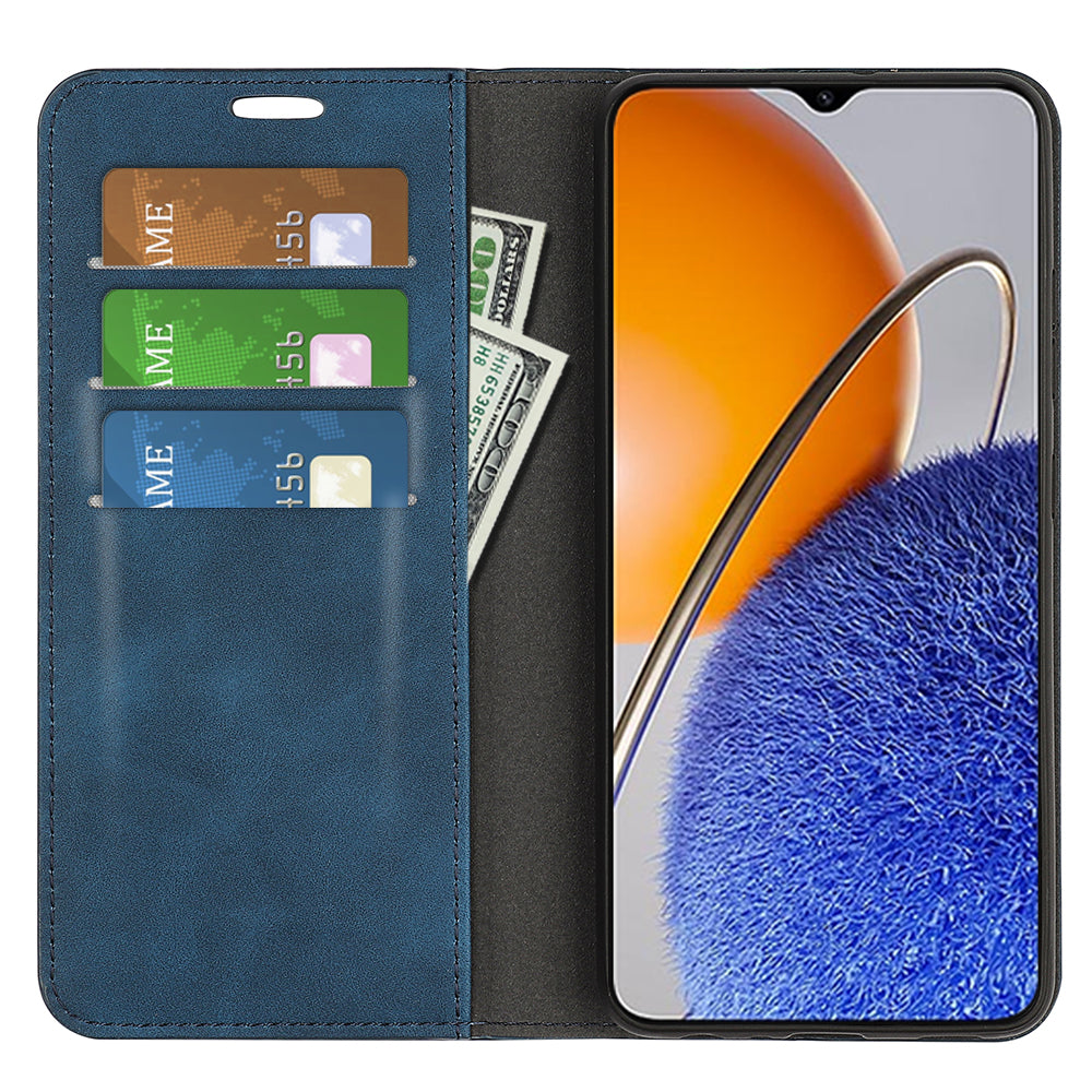 For Huawei nova Y61 4G PU Leather Magnetic Auto Closing Cover Stand Wallet Skin-touch Feeling Shockproof Phone Case
