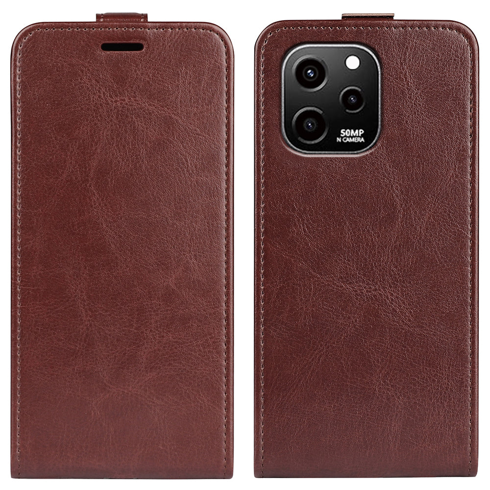 For Huawei nova Y61 4G Vertical Flip PU Leather Protective Cover Card Holder Crazy Horse Texture Magnetic Clasp Shockproof Phone Case