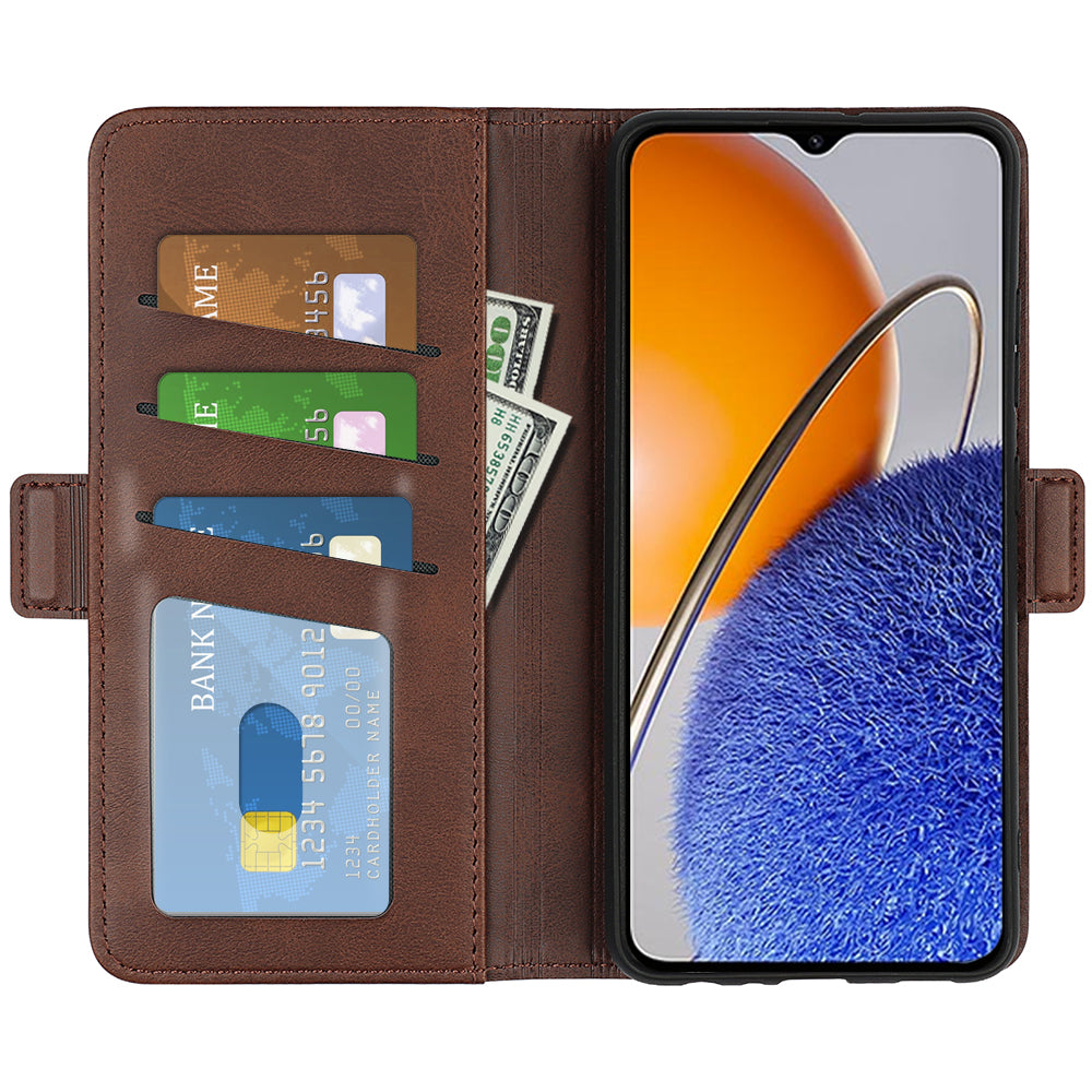 For Huawei nova Y61 4G PU Leather Cell Phone Cover Dual Magnetic Clasp Calf Texture Case Foldable Stand Wallet