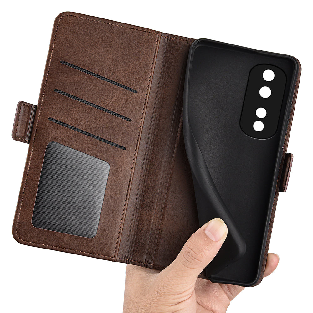 For Honor 80 Pro 5G Drop Protection Cell Phone Cover PU Leather Dual Magnetic Clasp Calf Texture Case Hands-free Stand Wallet