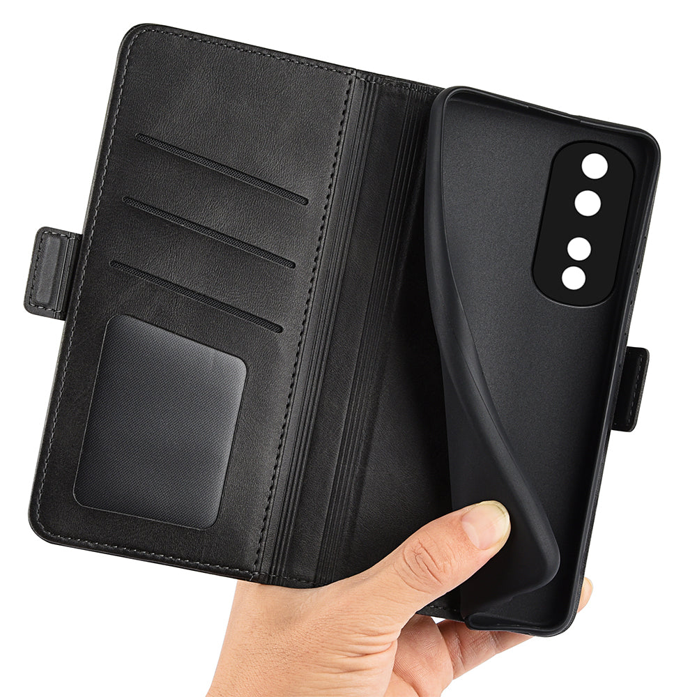 For Honor 80 Pro 5G Drop Protection Cell Phone Cover PU Leather Dual Magnetic Clasp Calf Texture Case Hands-free Stand Wallet