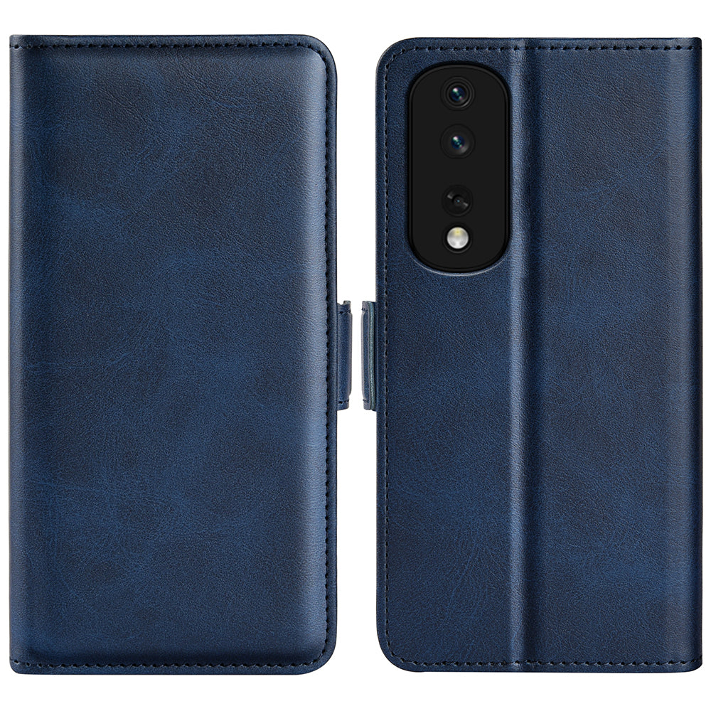 For Honor 80 Pro 5G Drop Protection Cell Phone Cover PU Leather Dual Magnetic Clasp Calf Texture Case Hands-free Stand Wallet