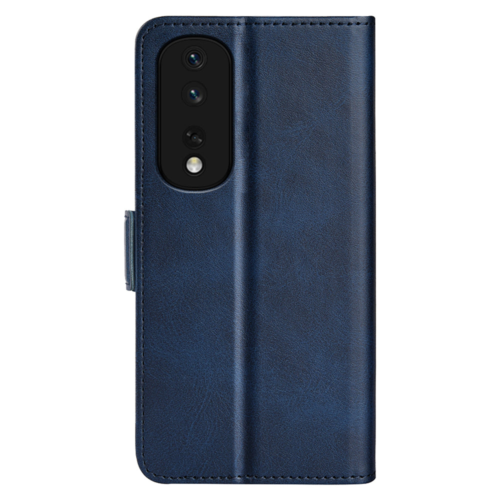 For Honor 80 Pro 5G Drop Protection Cell Phone Cover PU Leather Dual Magnetic Clasp Calf Texture Case Hands-free Stand Wallet