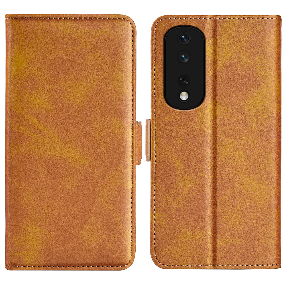 For Honor 80 Pro 5G Drop Protection Cell Phone Cover PU Leather Dual Magnetic Clasp Calf Texture Case Hands-free Stand Wallet