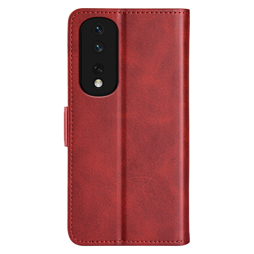 For Honor 80 Pro 5G Drop Protection Cell Phone Cover PU Leather Dual Magnetic Clasp Calf Texture Case Hands-free Stand Wallet