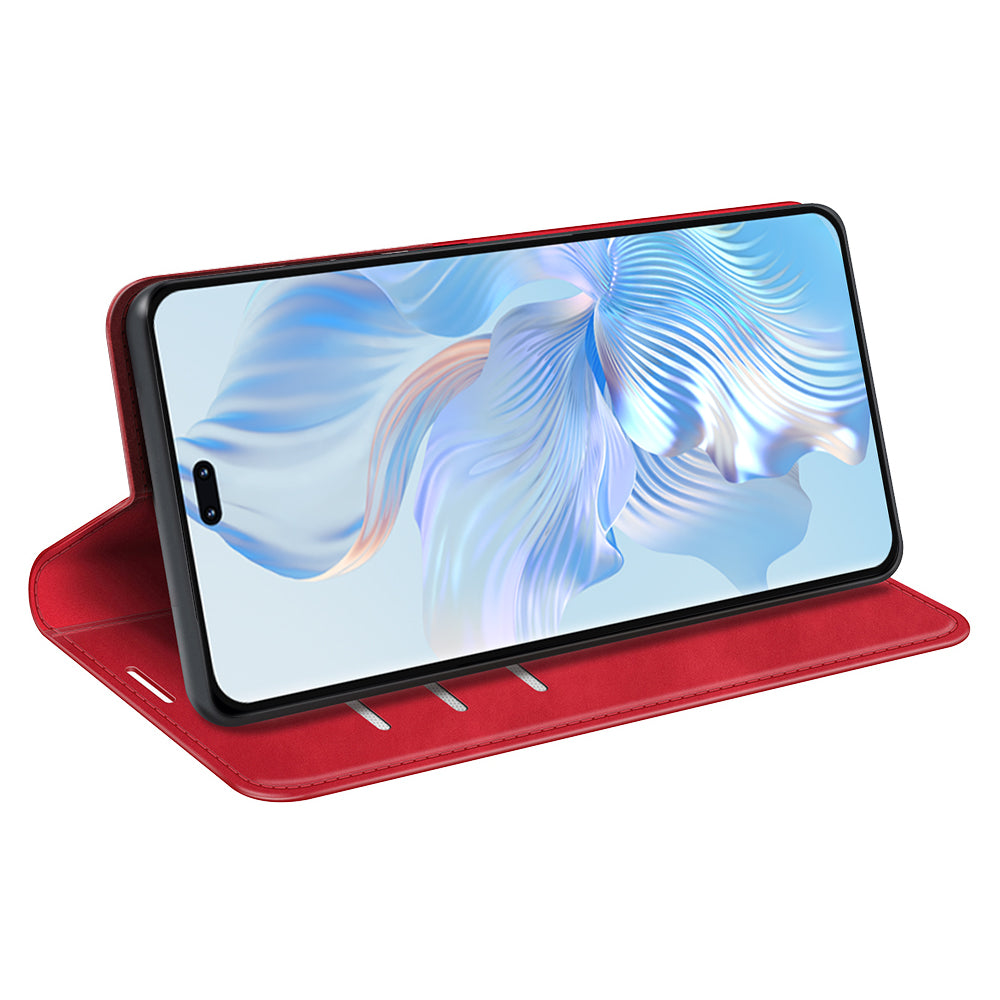 For Honor 80 Pro 5G Skin-touch Feeling Magnetic Auto-absorbed Wallet Case PU Leather Foldable Stand Flip Phone Cover