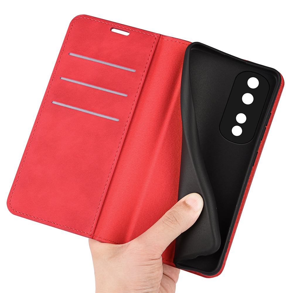 For Honor 80 Pro 5G Skin-touch Feeling Magnetic Auto-absorbed Wallet Case PU Leather Foldable Stand Flip Phone Cover