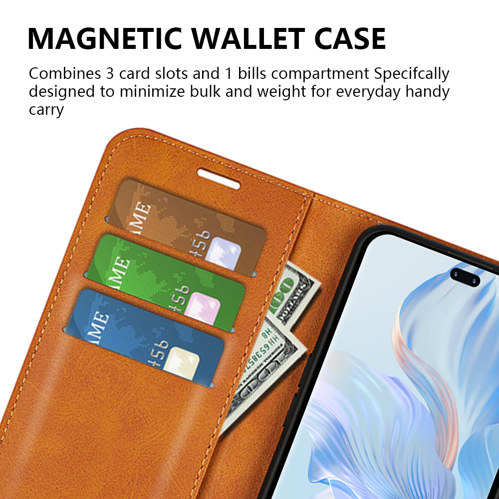 For Honor 80 Pro 5G PU Leather Stand Wallet Case Calf Texture Square Magnetic Clasp Book Style Phone Cover