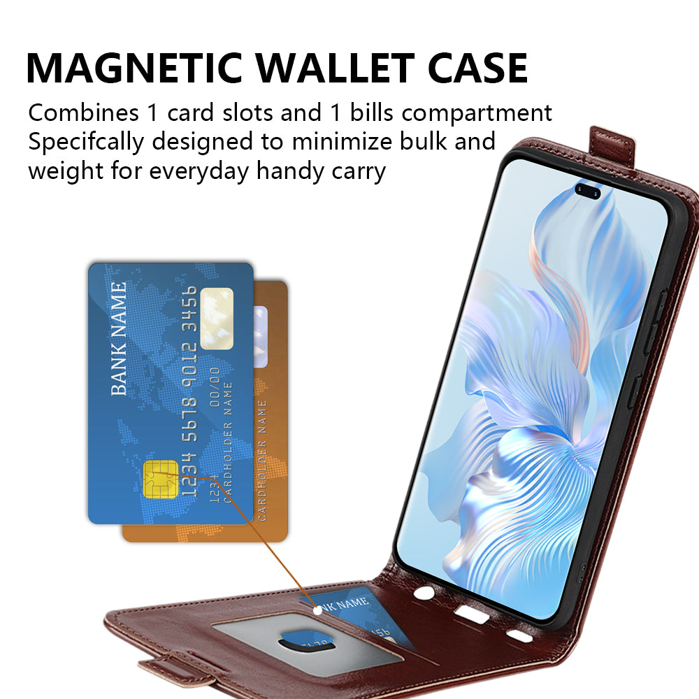 For Honor 80 Pro 5G PU Leather Vertical Flip Phone Case Crazy Horse Texture Card Holder Shockproof Magnetic Cover