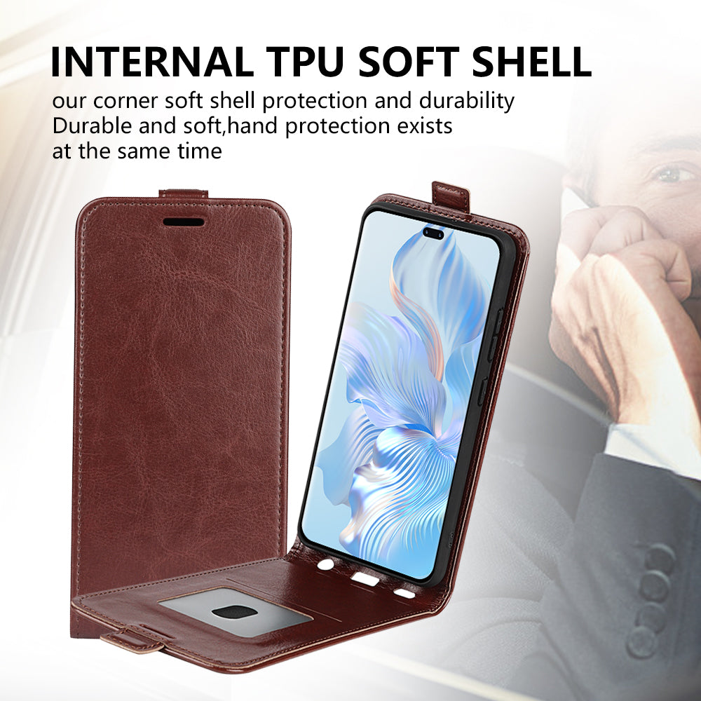 For Honor 80 Pro 5G PU Leather Vertical Flip Phone Case Crazy Horse Texture Card Holder Shockproof Magnetic Cover