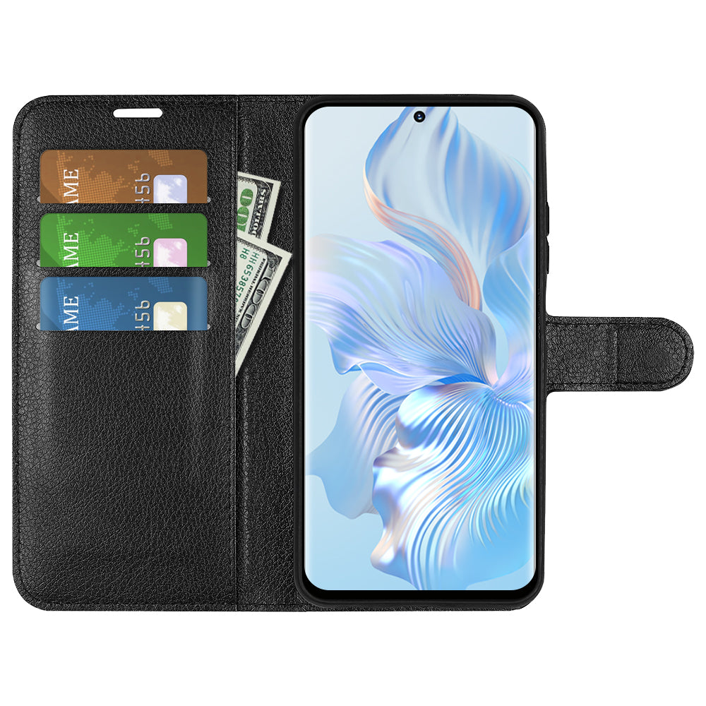 For Honor 80 5G Litchi Texture PU Leather Stand Wallet Phone Cover Full Protection Flip Anti-scratch Phone Case