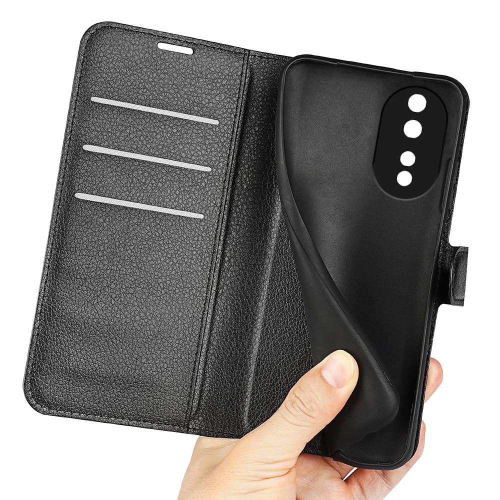 For Honor 80 5G Litchi Texture PU Leather Stand Wallet Phone Cover Full Protection Flip Anti-scratch Phone Case