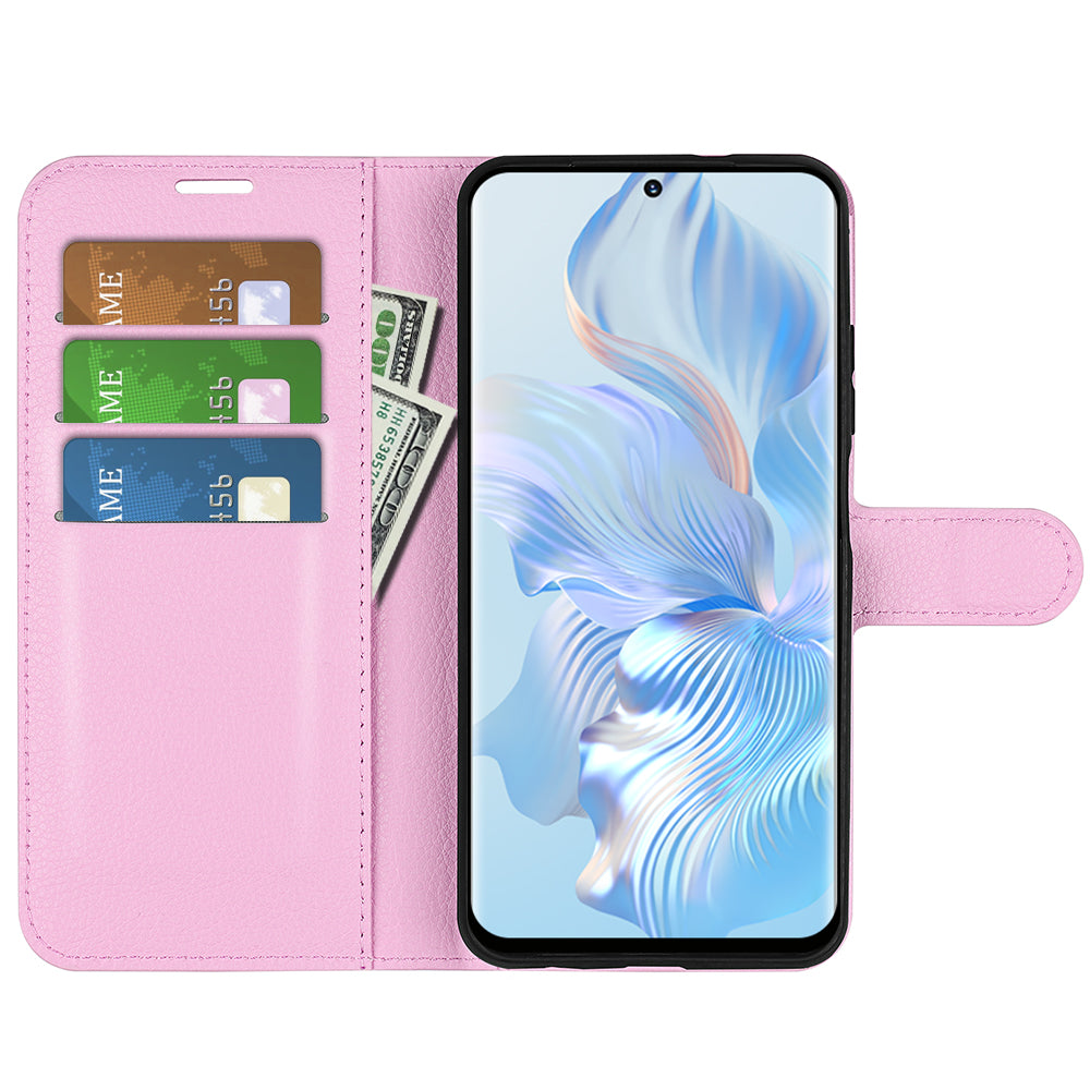 For Honor 80 5G Litchi Texture PU Leather Stand Wallet Phone Cover Full Protection Flip Anti-scratch Phone Case
