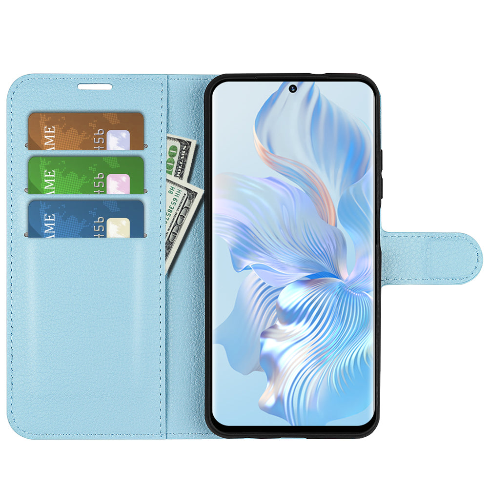 For Honor 80 5G Litchi Texture PU Leather Stand Wallet Phone Cover Full Protection Flip Anti-scratch Phone Case