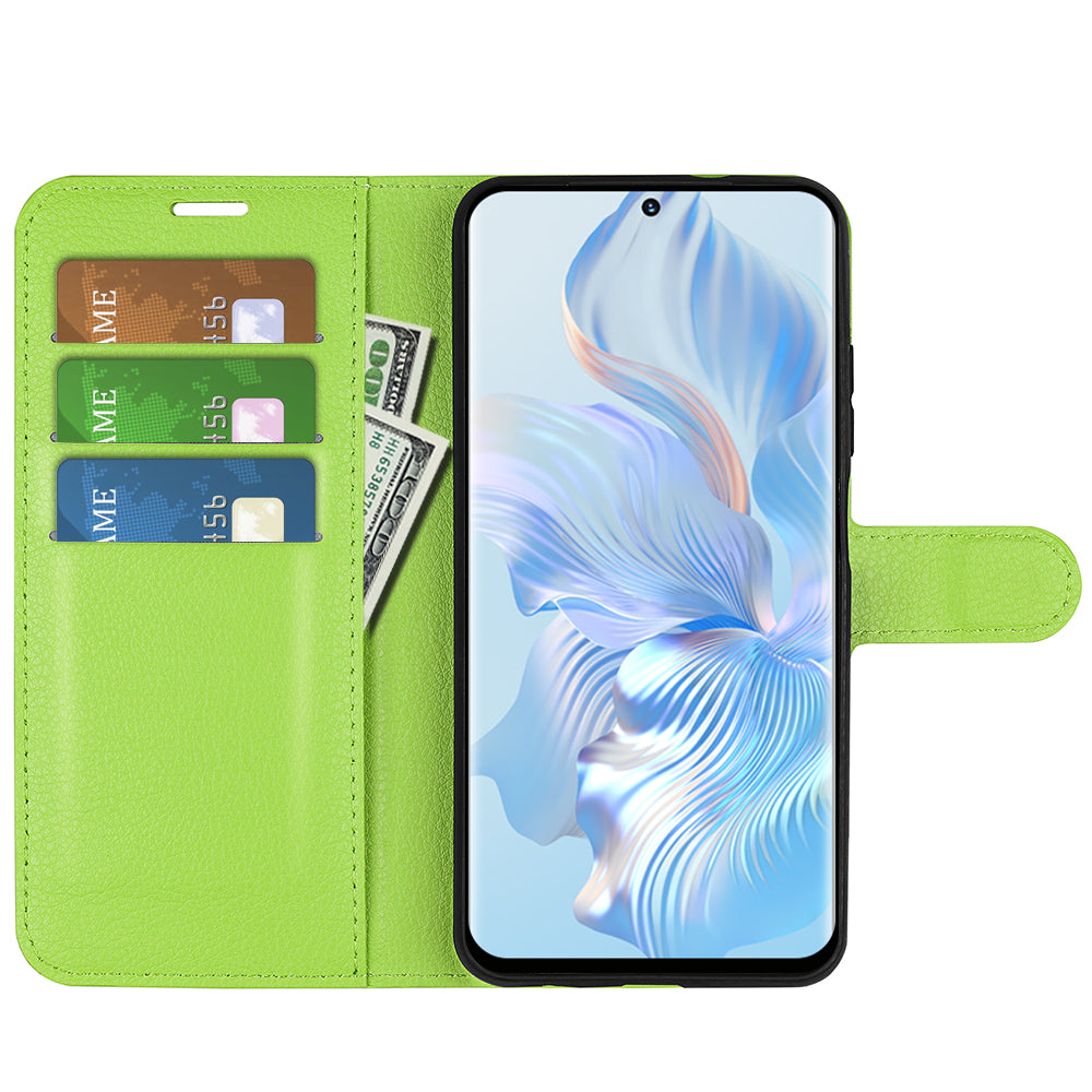 For Honor 80 5G Litchi Texture PU Leather Stand Wallet Phone Cover Full Protection Flip Anti-scratch Phone Case
