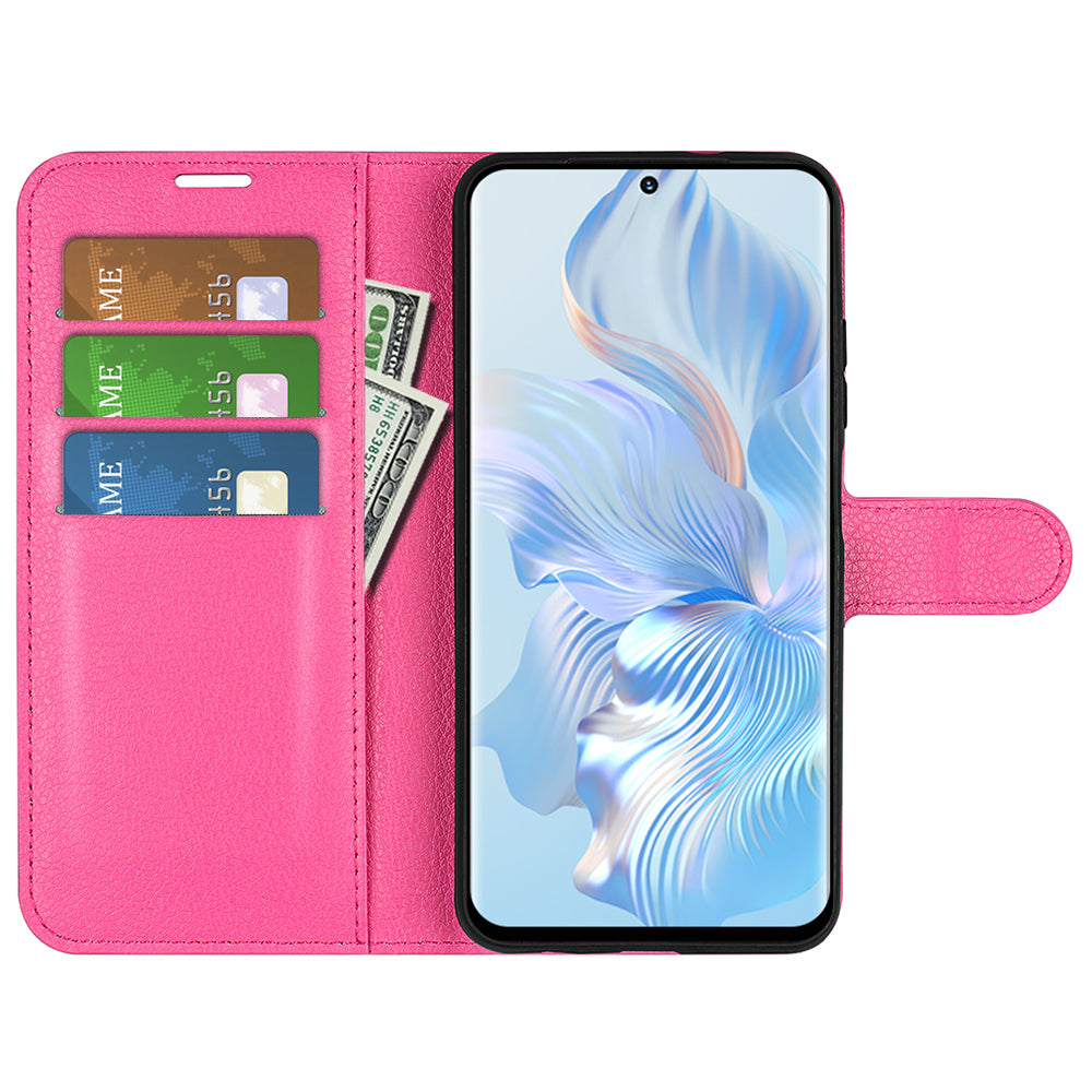 For Honor 80 5G Litchi Texture PU Leather Stand Wallet Phone Cover Full Protection Flip Anti-scratch Phone Case