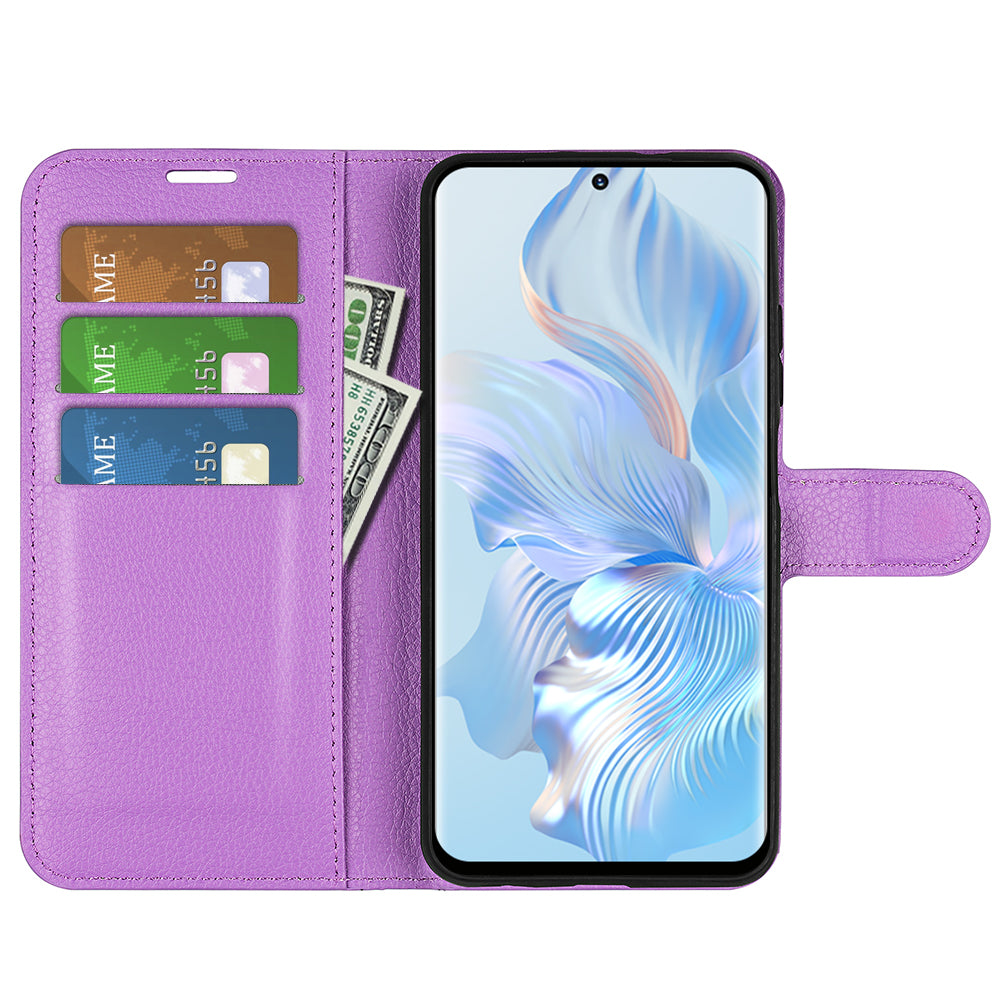 For Honor 80 5G Litchi Texture PU Leather Stand Wallet Phone Cover Full Protection Flip Anti-scratch Phone Case