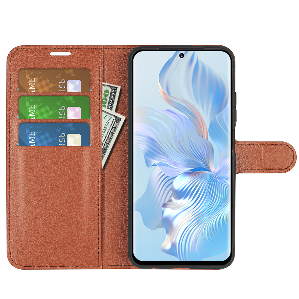 For Honor 80 5G Litchi Texture PU Leather Stand Wallet Phone Cover Full Protection Flip Anti-scratch Phone Case
