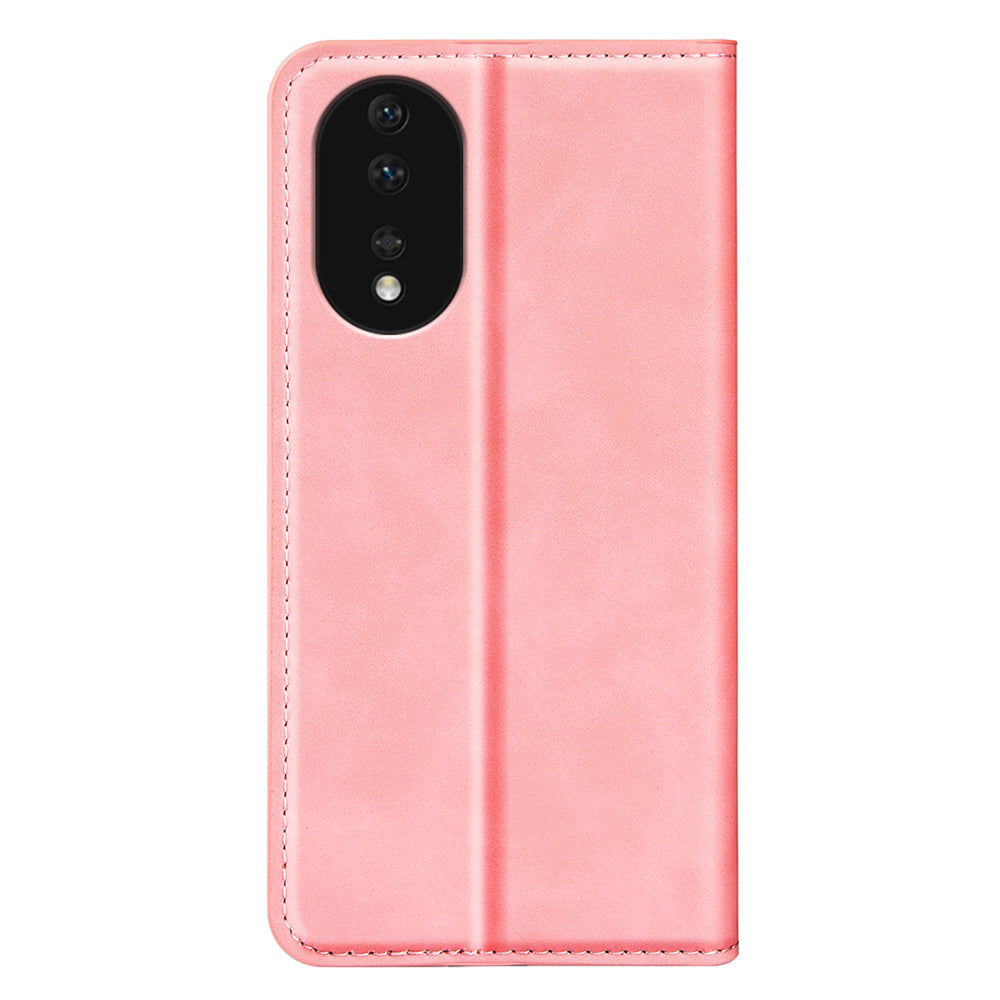 For Honor 80 5G Skin-touch Feeling Magnetic Auto-absorbed Wallet Case PU Leather Stand Flip Phone Cover