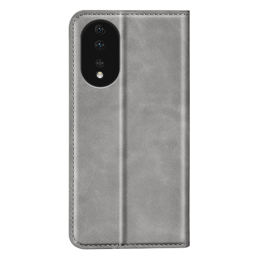 For Honor 80 5G Skin-touch Feeling Magnetic Auto-absorbed Wallet Case PU Leather Stand Flip Phone Cover