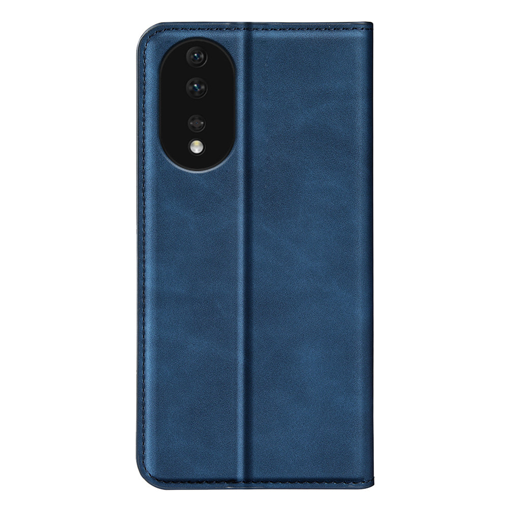 For Honor 80 5G Skin-touch Feeling Magnetic Auto-absorbed Wallet Case PU Leather Stand Flip Phone Cover