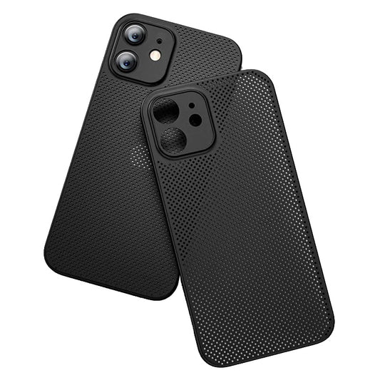 For iPhone 12 mini 5.4 inch Anti-fingerprint Ultra Thin Breathable Hollow Hole Heat Dissipation Mesh Back Cover PP Phone Case
