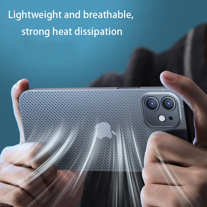 Ultra Thin PP Phone Case for iPhone 13 mini 5.4 inch, Heat Dissipation Breathable Hollow Hole Mesh Back Cover