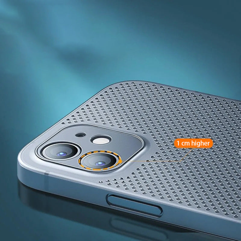Ultra Thin PP Phone Case for iPhone 13 mini 5.4 inch, Heat Dissipation Breathable Hollow Hole Mesh Back Cover