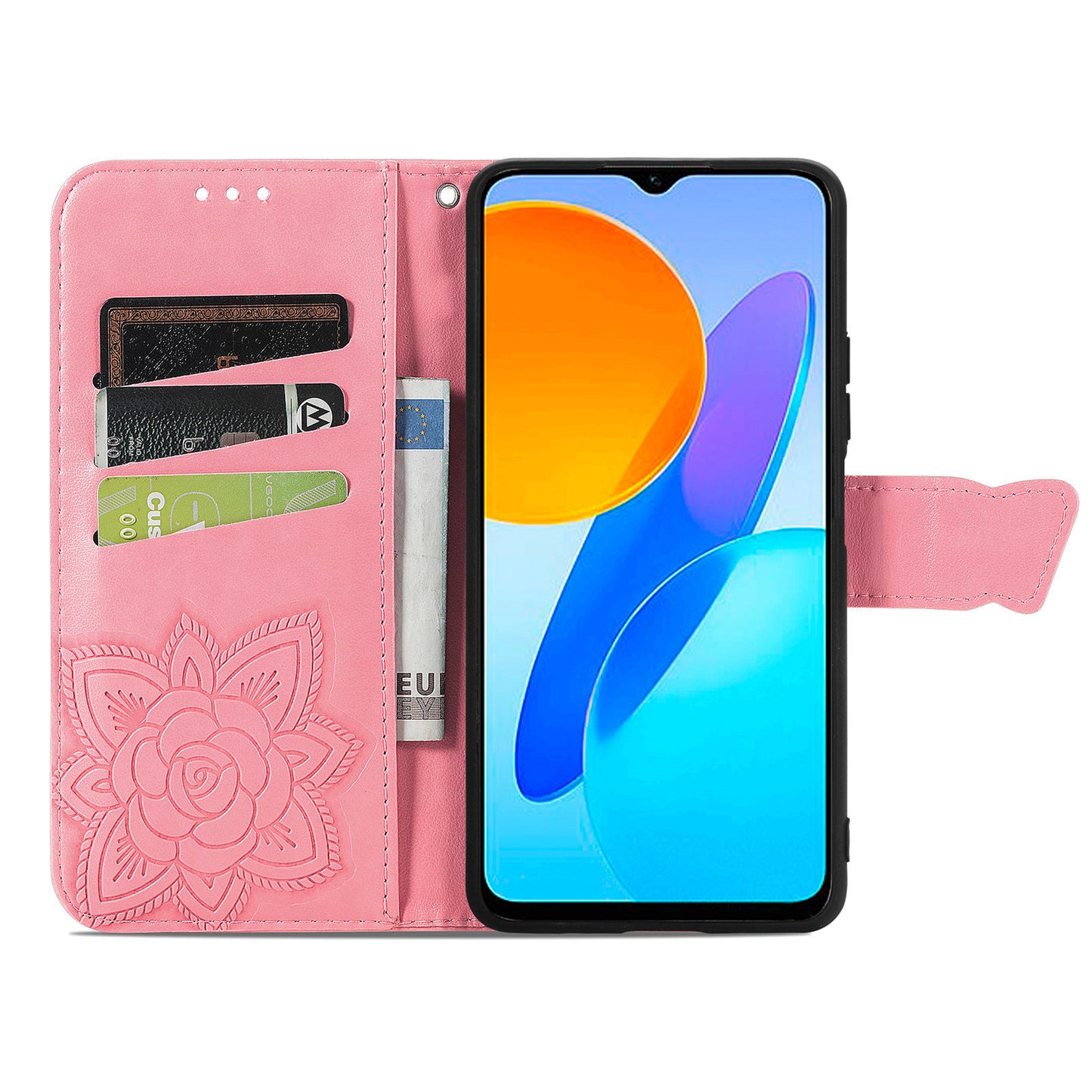 For Honor X8 5G PU Leather Protective Phone Case Imprinted Butterfly Pattern Shockproof Flip Phone Cover with Stand Wallet
