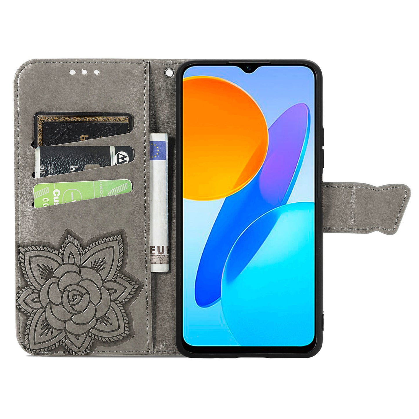 For Honor X8 5G PU Leather Protective Phone Case Imprinted Butterfly Pattern Shockproof Flip Phone Cover with Stand Wallet