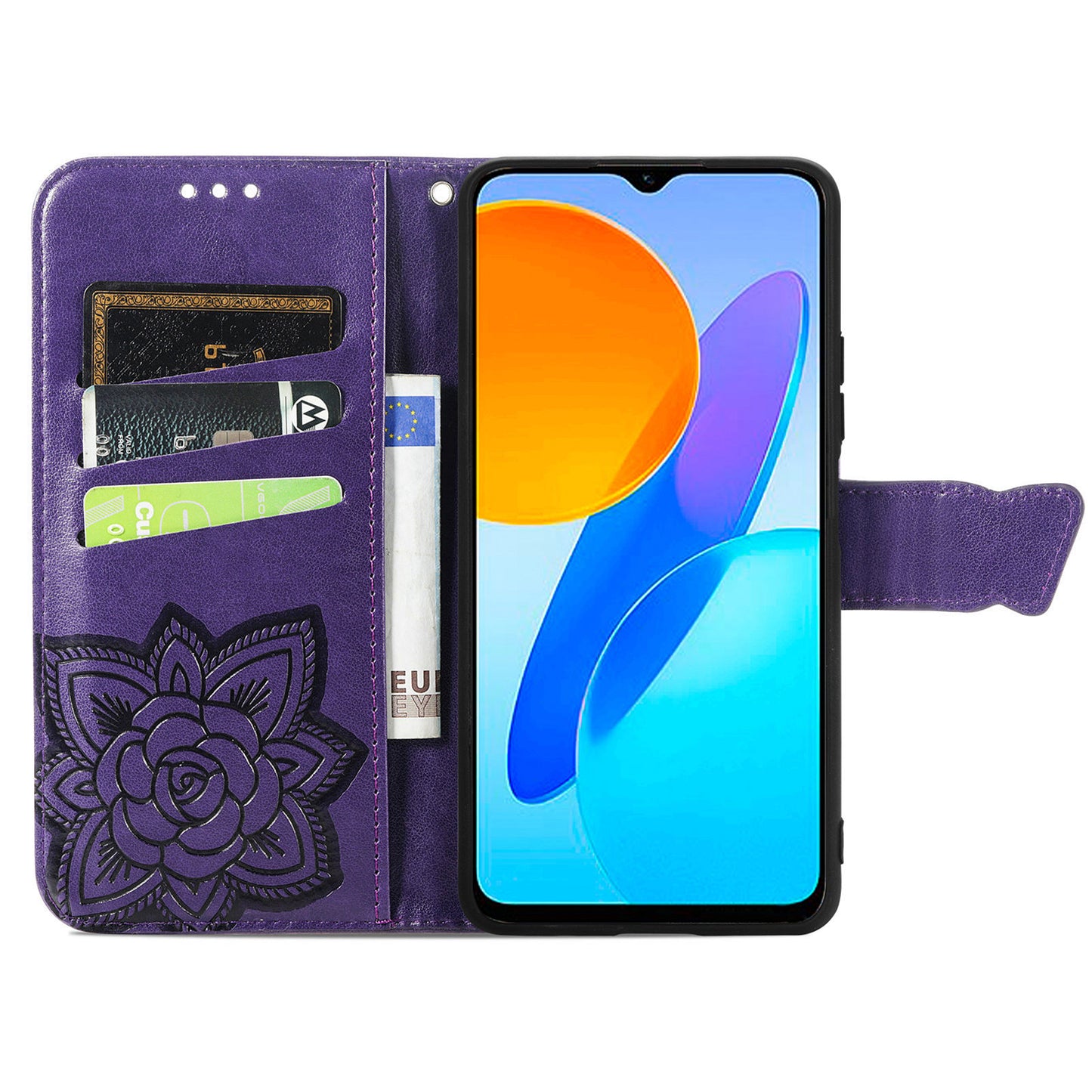 For Honor X8 5G PU Leather Protective Phone Case Imprinted Butterfly Pattern Shockproof Flip Phone Cover with Stand Wallet