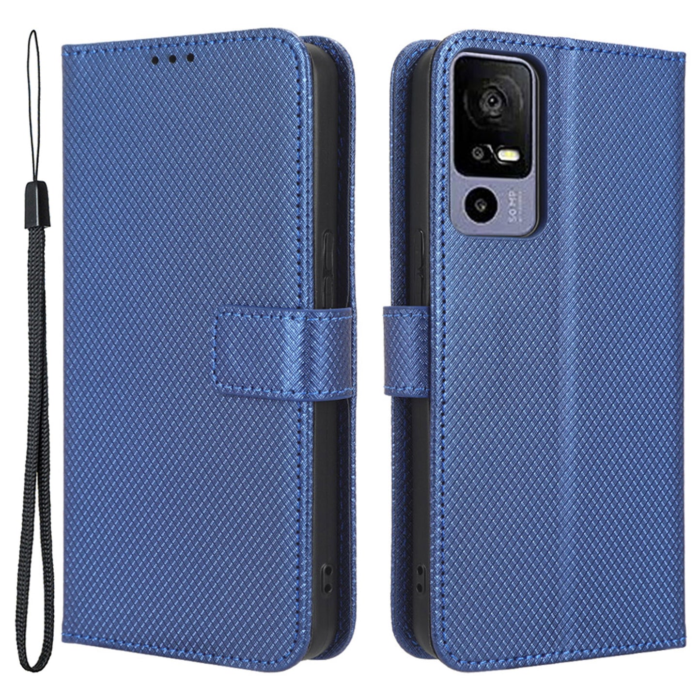 Wallet Stand Phone Case for TCL 40R 5G, Diamond Texture PU Leather+TPU Phone Cover
