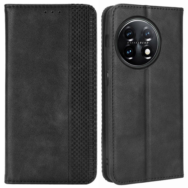Magnetic Phone Cover for Vodafone Smart V22, Retro Texture Flip Leather Wallet Case Protective Phone Cover