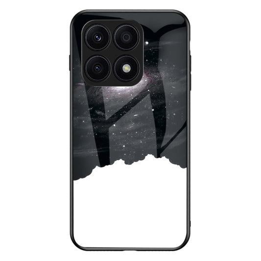 For Honor X8a 4G Starry Sky Pattern Phone Case Tempered Glass+PC+TPU Protective Cover