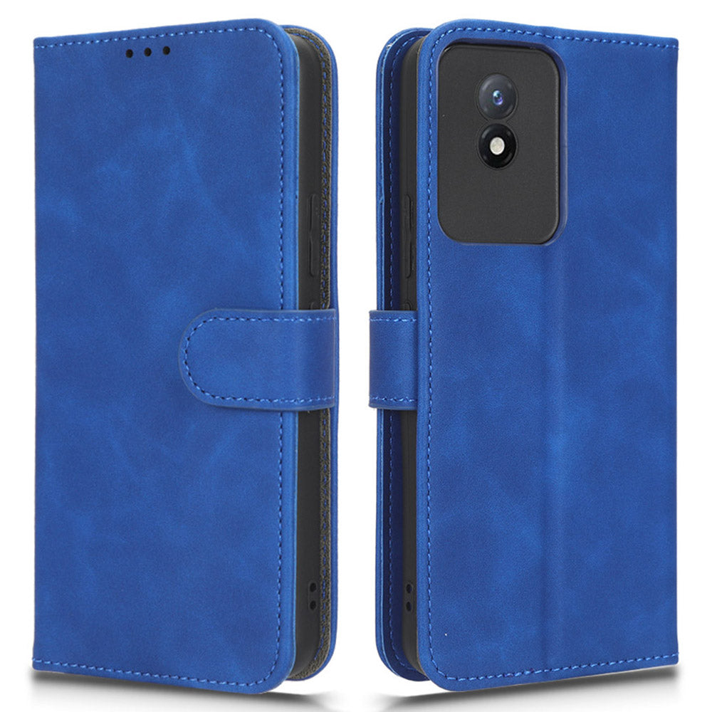 Flip Shell for vivo Y02 4G Skin-touch PU Phone Leather Case Wallet Stand Cell Phone Cover