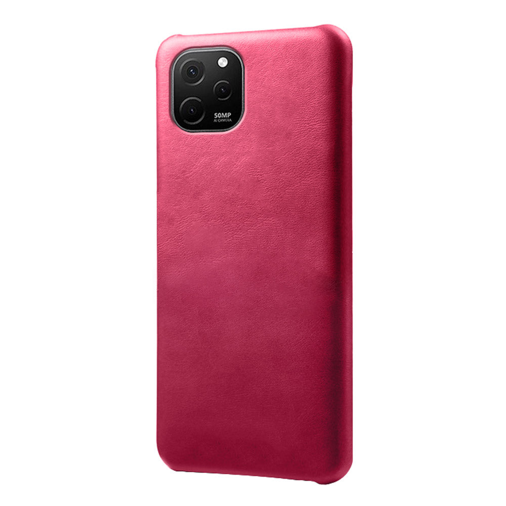 For Huawei nova Y61 4G Calf Textured Cell Phone Cover Anti-scratch PU Leather Coated PC Mobile Phone Case