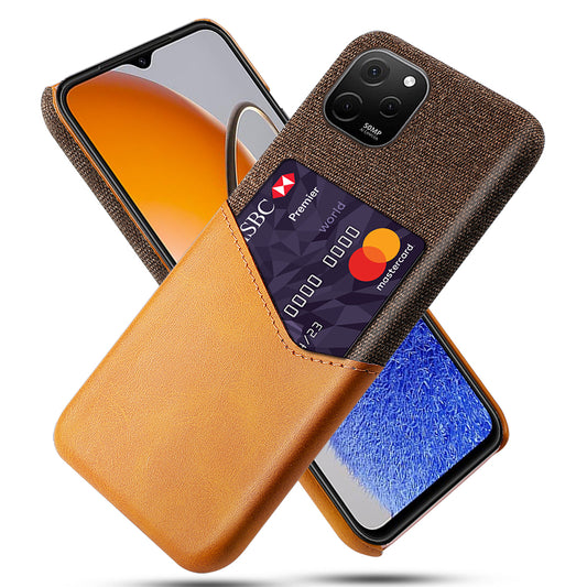 For Huawei nova Y61 4G Card Slot Phone Shell Cloth Texture Phone Case PU Leather Coated Hard PC Phone Cover